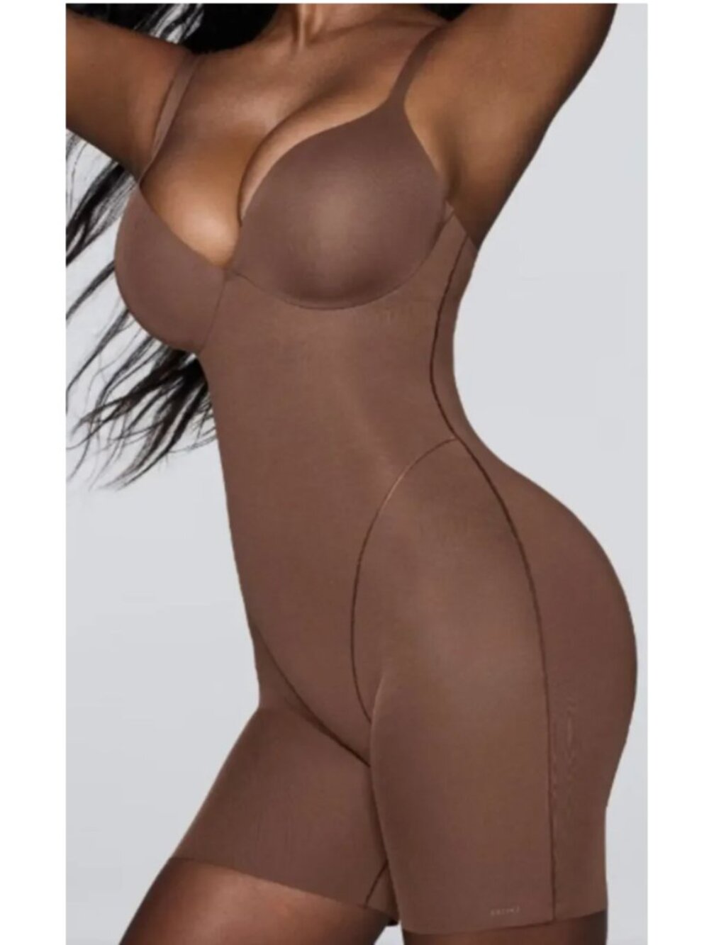 SKIMS Ultimate Body Push Up Enhancing Midthigh Bodysuit Brown S